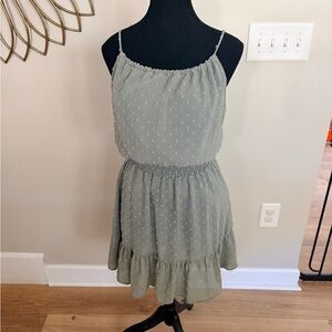 Altrd state Light Sage Spotted Ruffle Hem Sundress